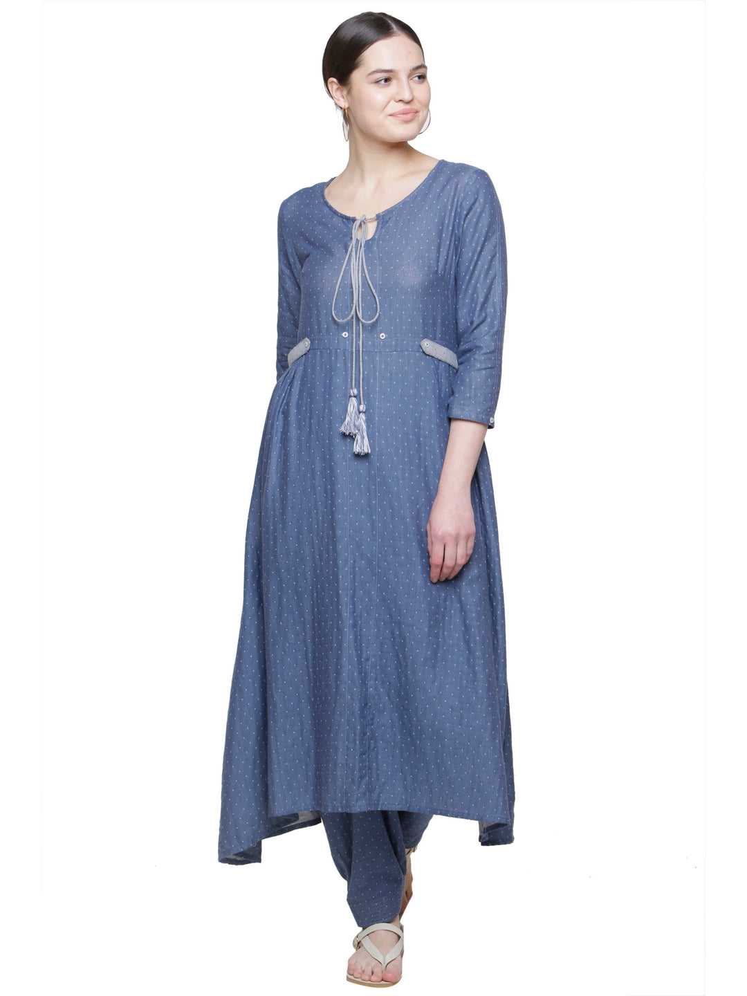 TEXTURED SIDE TAB DETAIL KURTA & DHOTI PANTS-SET
