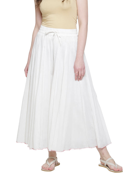 ECRU CRINKLED BEAD DETAIL CULOTTES