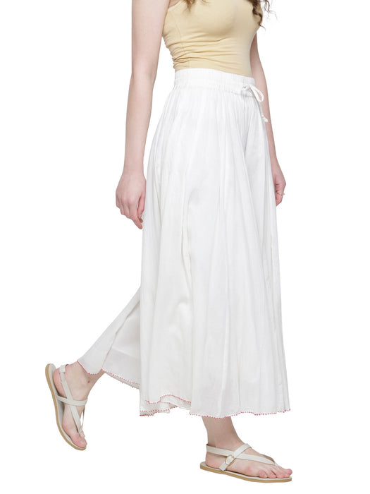 ECRU CRINKLED BEAD DETAIL CULOTTES