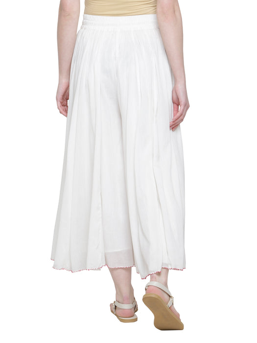 ECRU CRINKLED BEAD DETAIL CULOTTES