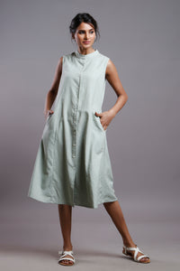 FLAX SLEEVELESS  SHIRTDRESS OLIVE