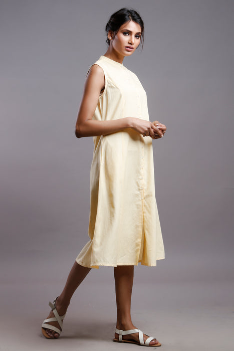 FLAX SLEEVELESS  SHIRTDRESS YELLOW