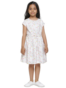 GATHERED HOUSE PRINT DRESS