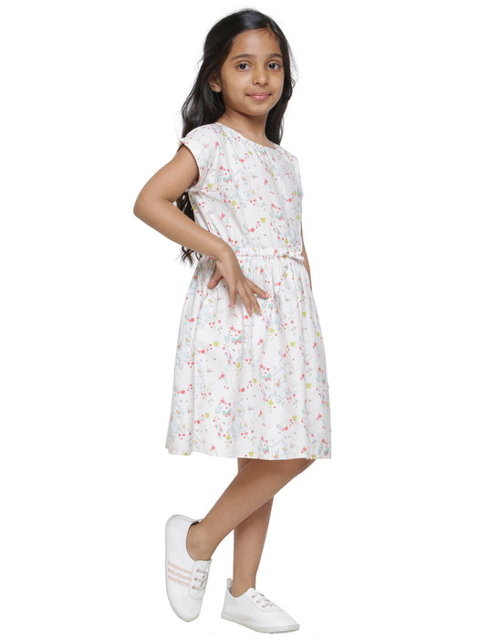 GATHERED HOUSE PRINT DRESS