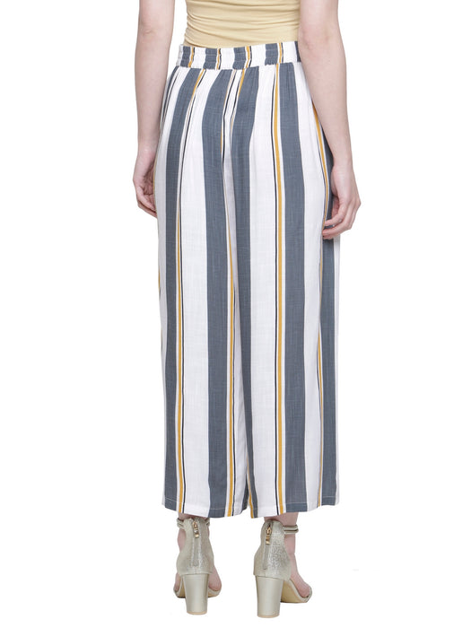 GREY YELLOW SLUB STRIPE PANTS
