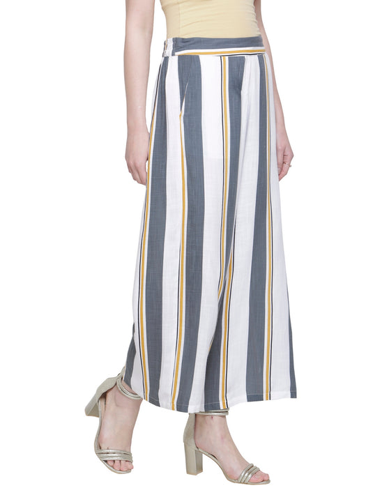 GREY YELLOW SLUB STRIPE PANTS