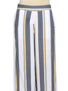 GREY YELLOW SLUB STRIPE PANTS