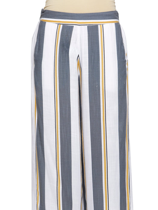 GREY YELLOW SLUB STRIPE PANTS