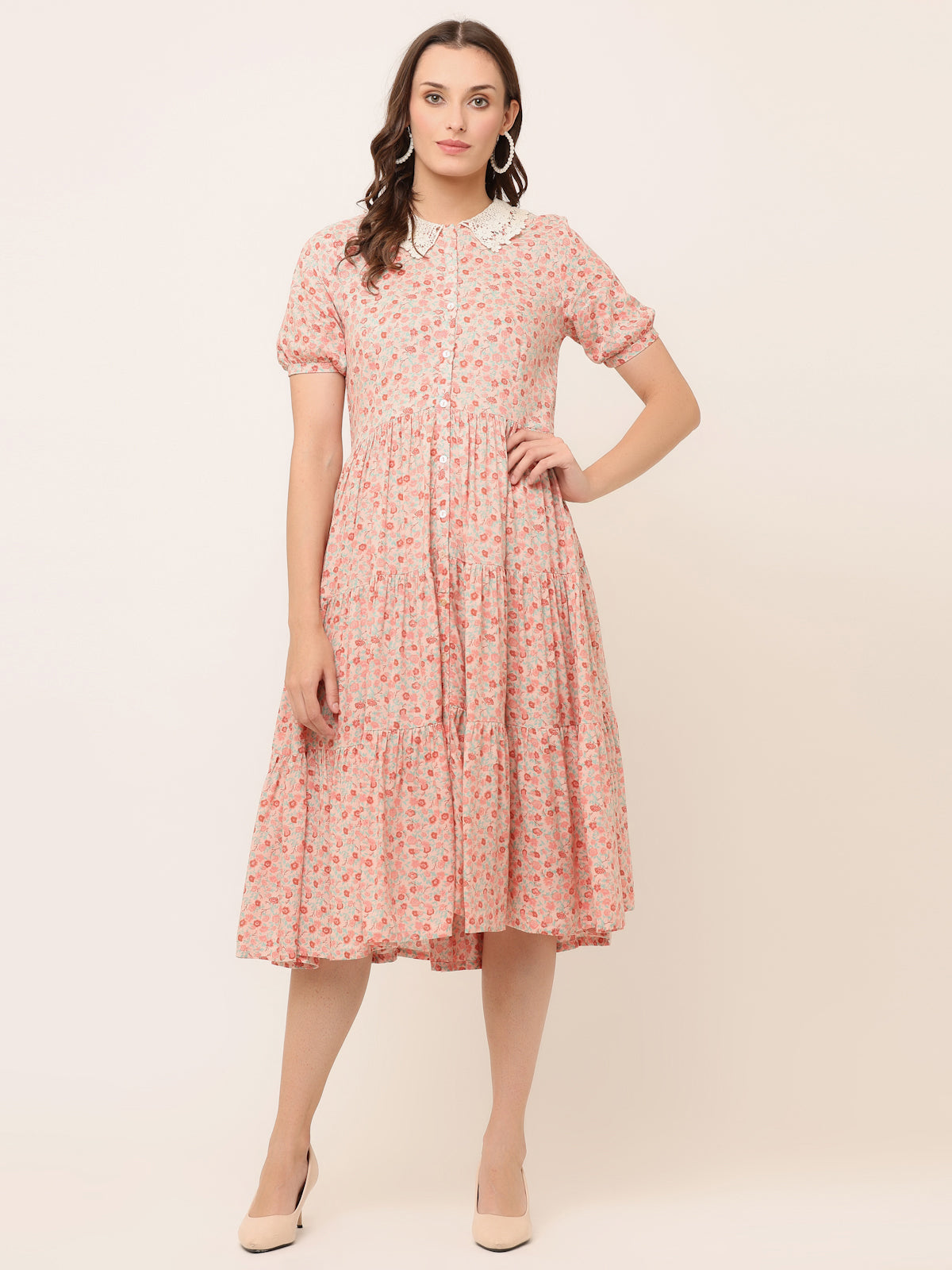 FLORAL VINTAGE LACE COLLAR DRESS