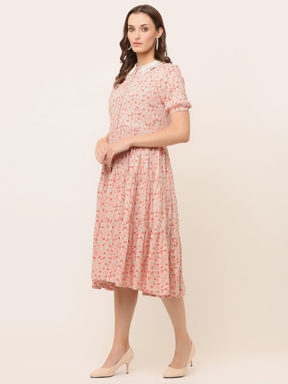 FLORAL VINTAGE LACE COLLAR DRESS