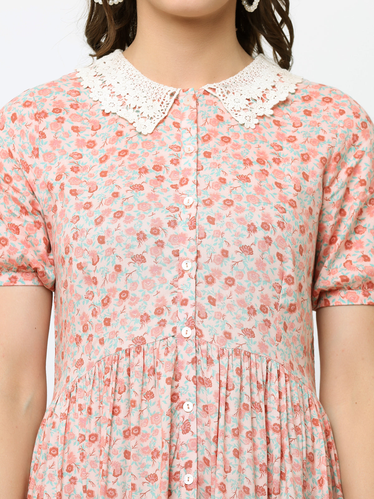 FLORAL VINTAGE LACE COLLAR DRESS