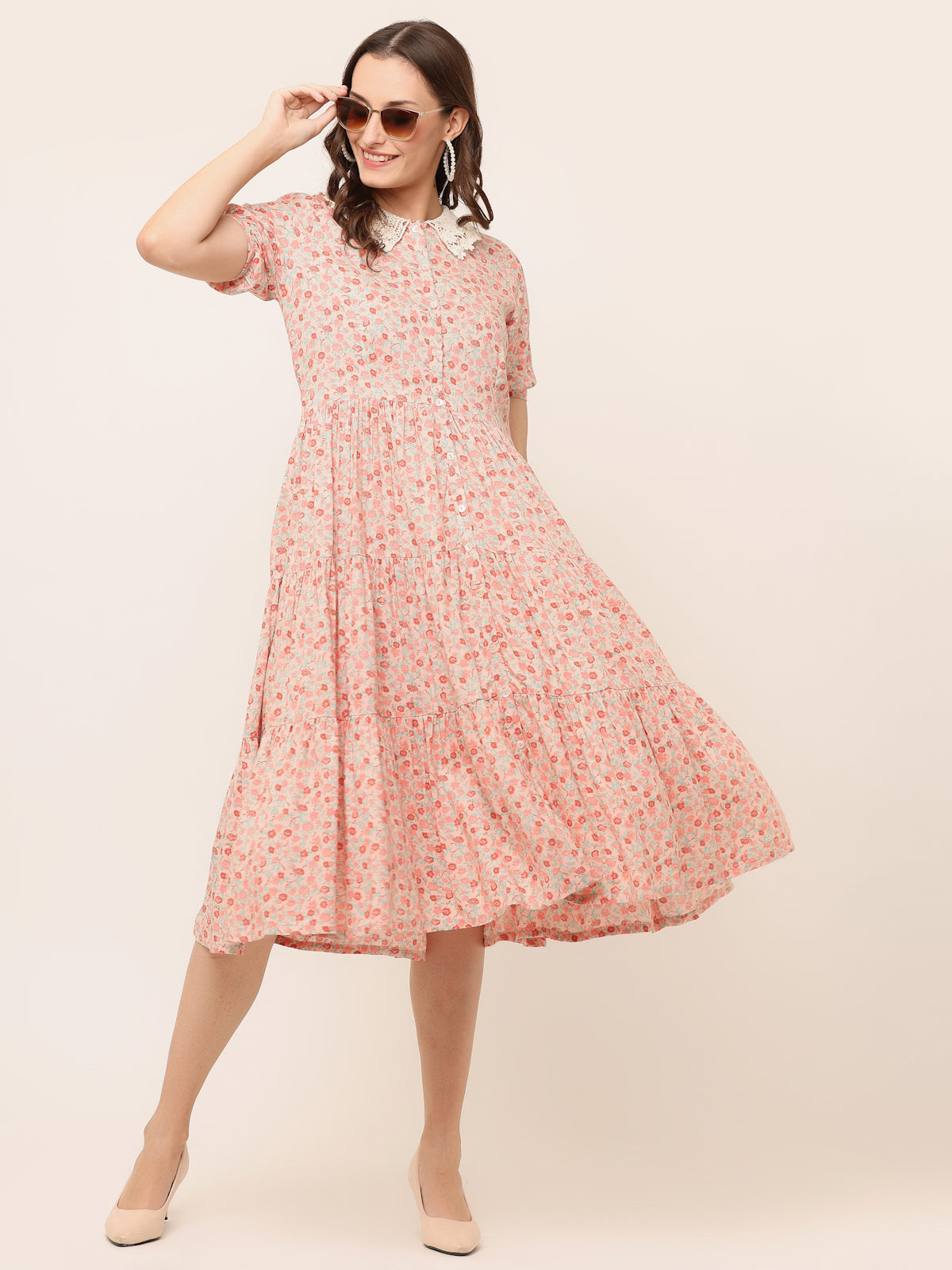 lace collar dress FLORAL VINTAGE LACE COLLAR DRESS – The Pink Tint Store