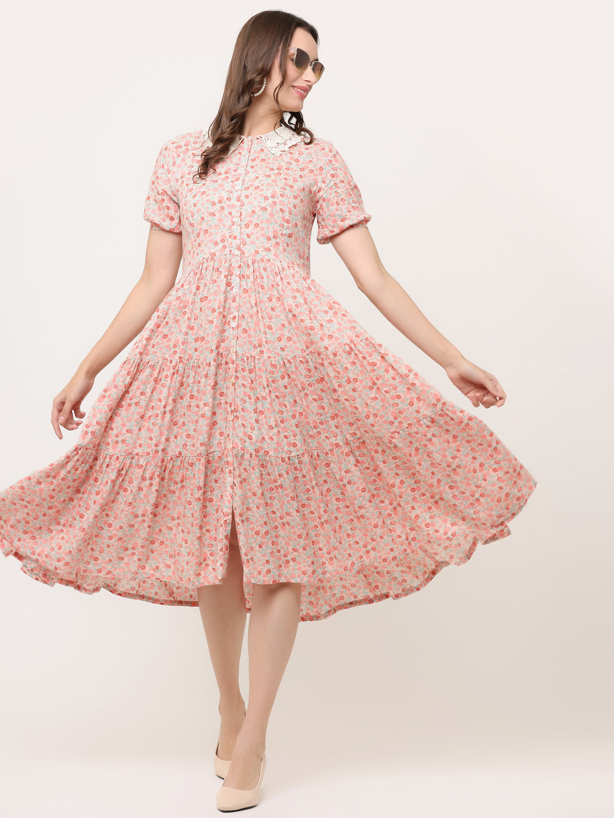 FLORAL VINTAGE LACE COLLAR DRESS