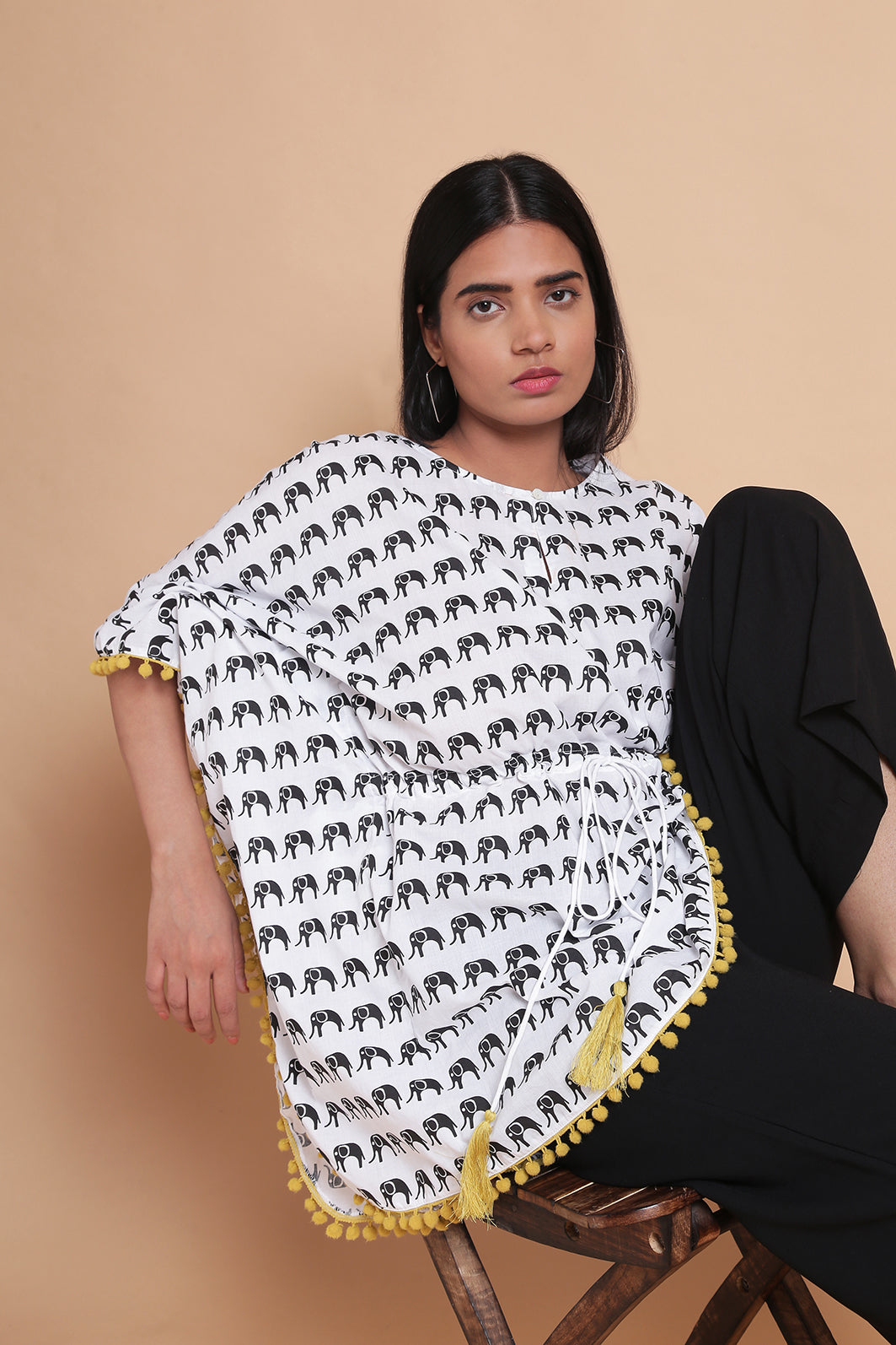 B&W ELEPHANT KAFTAN- WOMEN