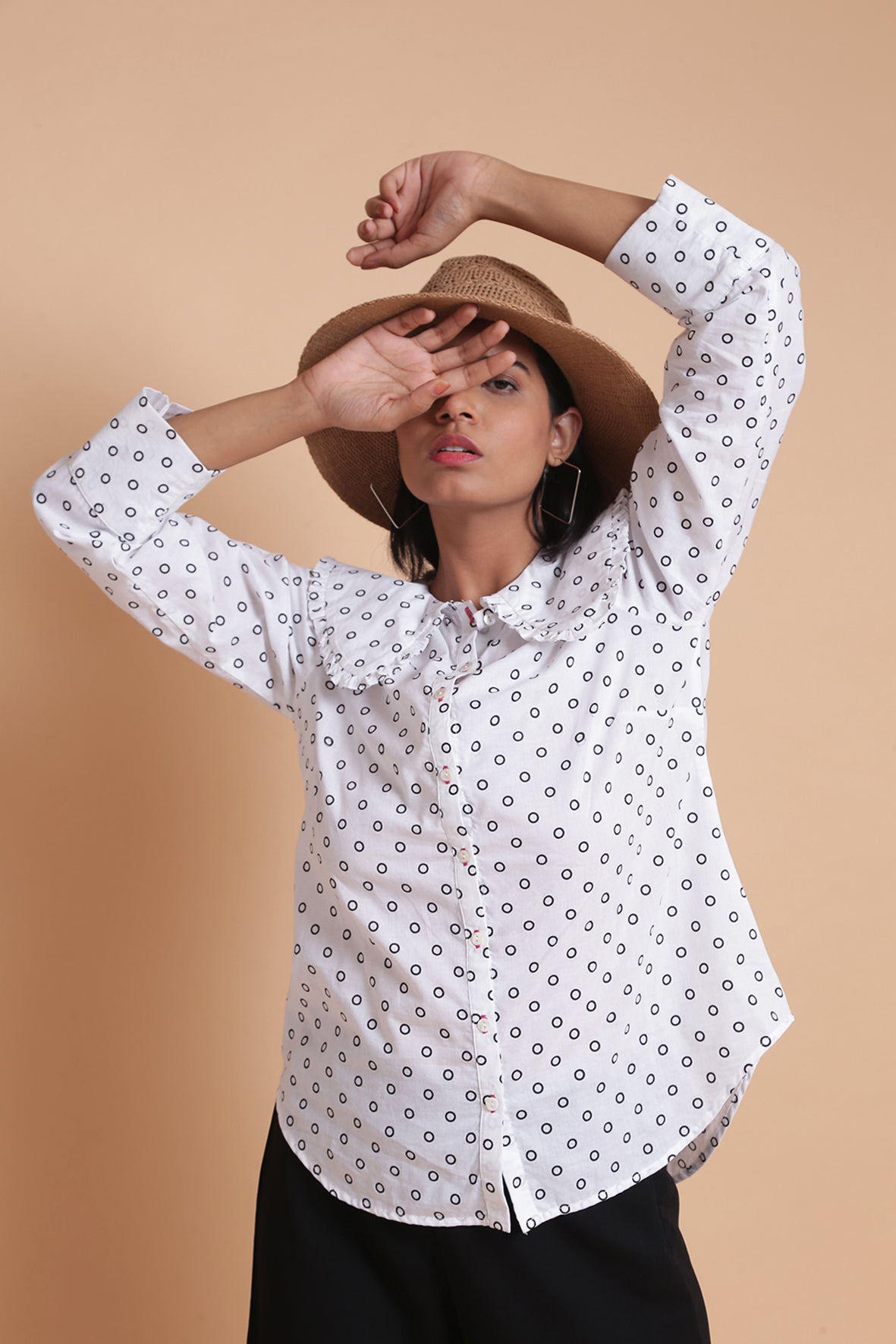 Big Collar B&W Top Women's