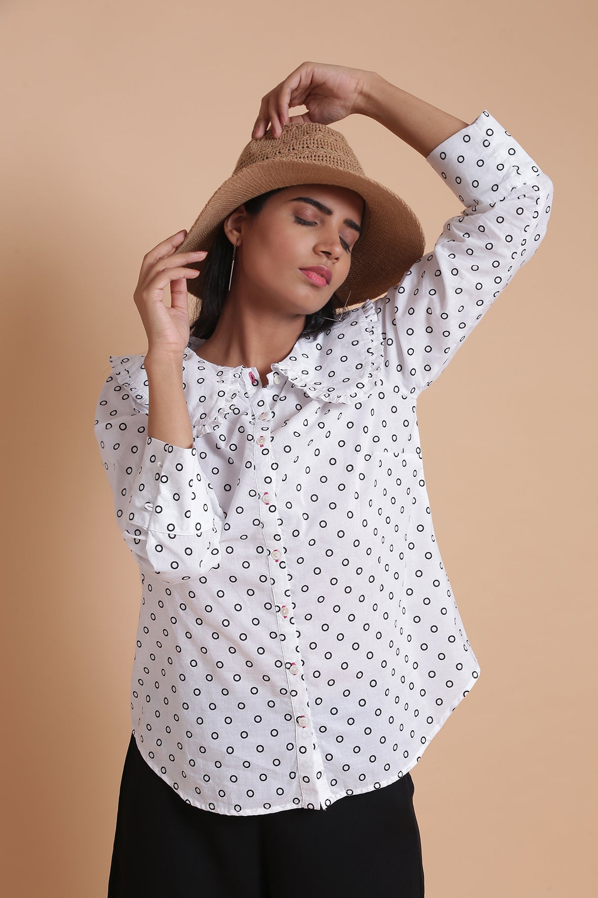 Big Collar B&W Top Women's