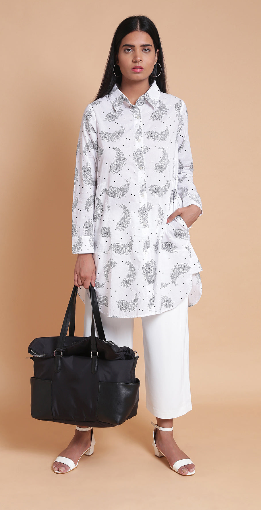 Paisley B&W Long Shirt