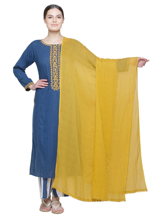 MUSTARD LACE DETAIL VOILE DRAPE