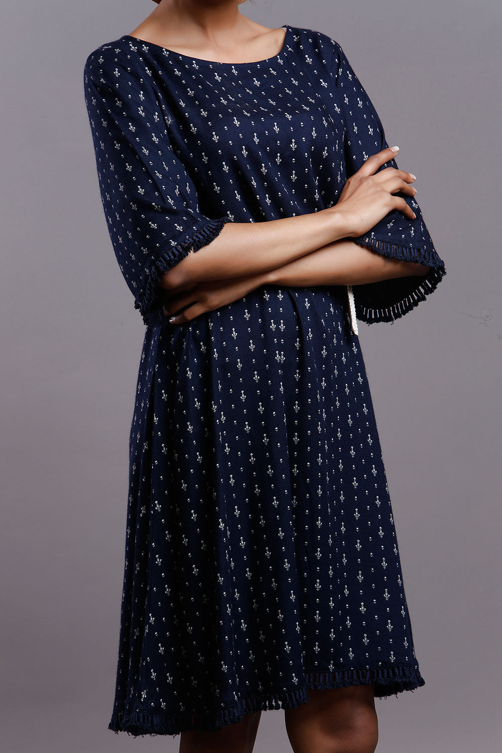 STOCK CLEARANCE SALE- NAVY SWING TASSELED DRESS