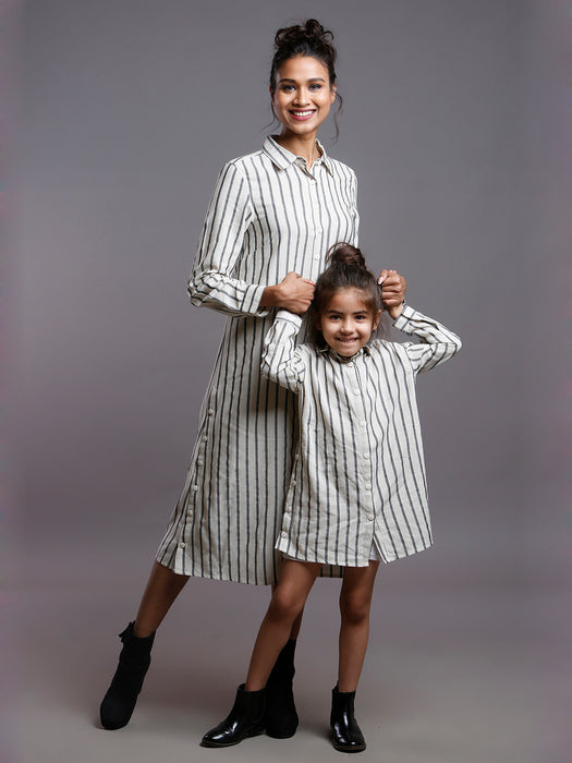 SIDE BUTTON DETAIL STRIPE TUNIC- KIDS