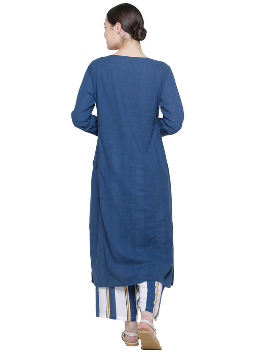 PERSIAN BLUE EMBD KURTA