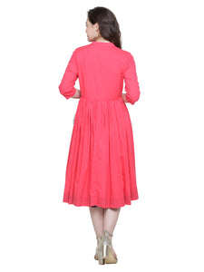 PINK SEQUINNED PLACKET DRESS