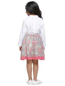 PRINTED LACE DETAIL SKIRT