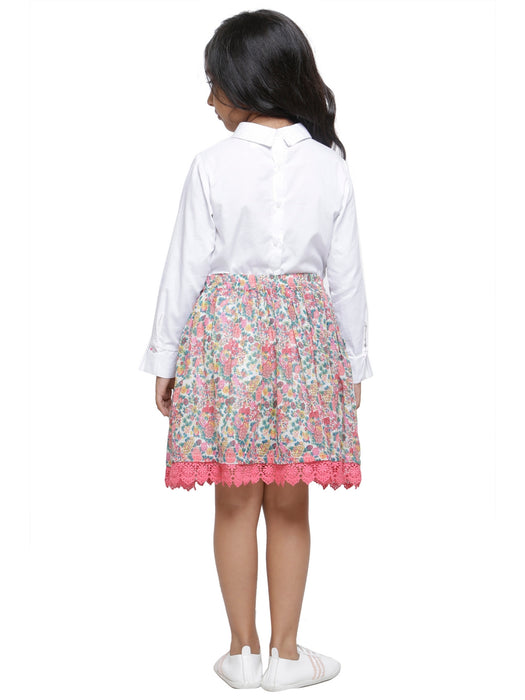 PRINTED LACE DETAIL SKIRT