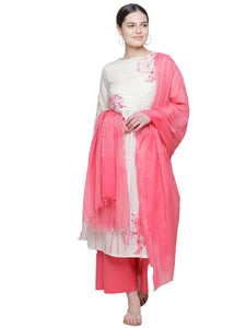 ROSE PINK CHANDERI FRINGED DRAPE