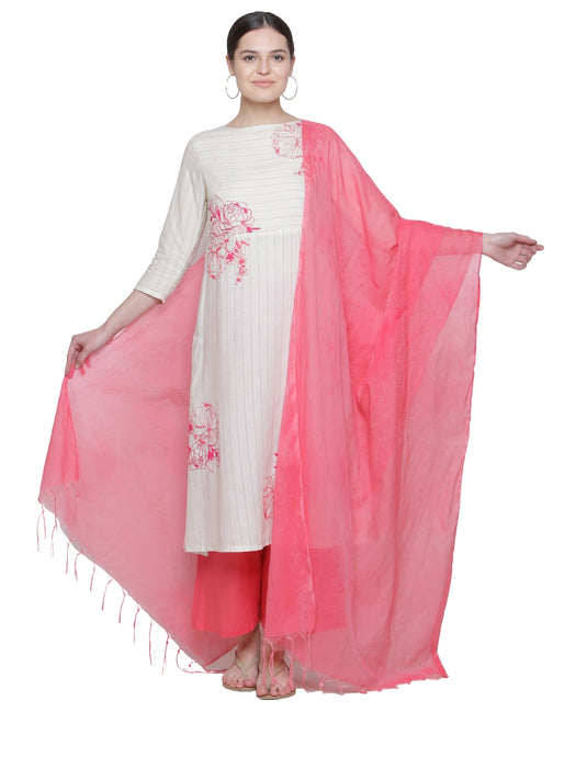 ROSE PINK CHANDERI FRINGED DRAPE