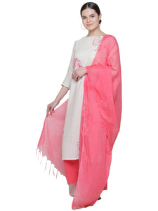ROSE PINK CHANDERI FRINGED DRAPE