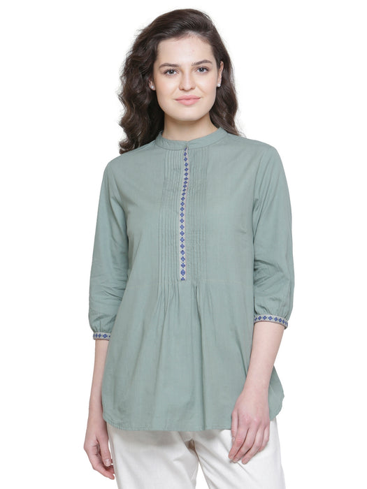 SOLD OUT-SAGE GREEN PINTUCK TOP