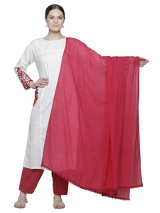 SCARLET RED LACE DETAIL VOILE DRAPE
