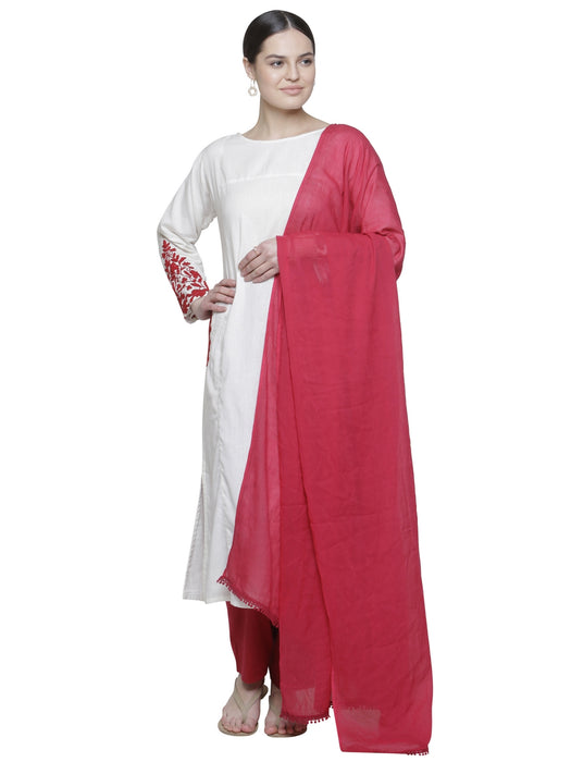 SCARLET RED LACE DETAIL VOILE DRAPE