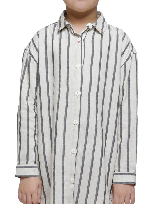 SIDE BUTTON DETAIL STRIPE TUNIC- KIDS