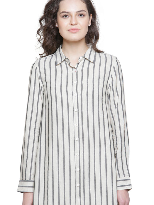 SIDE BUTTON DETAIL STRIPE TUNIC - MOM'S