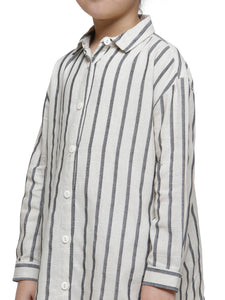 SIDE BUTTON DETAIL STRIPE TUNIC- KIDS
