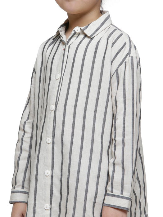 SIDE BUTTON DETAIL STRIPE TUNIC- KIDS