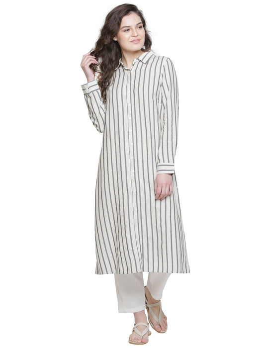 SIDE BUTTON DETAIL STRIPE TUNIC - MOM'S