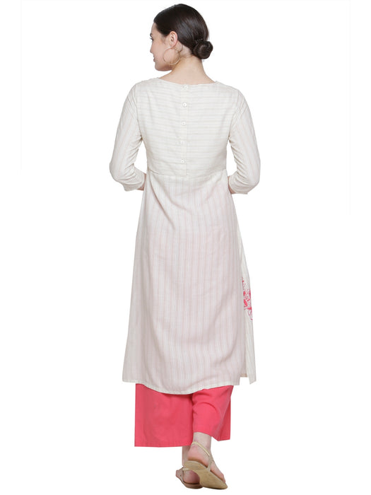 SOLD OUT- STRIPE FLORAL EMBD KURTA