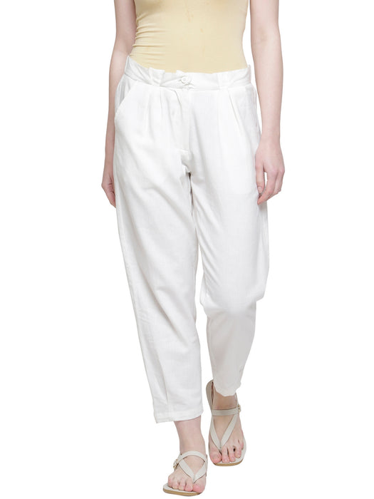 TAPERED HEM PLEATED PANTS- MOM