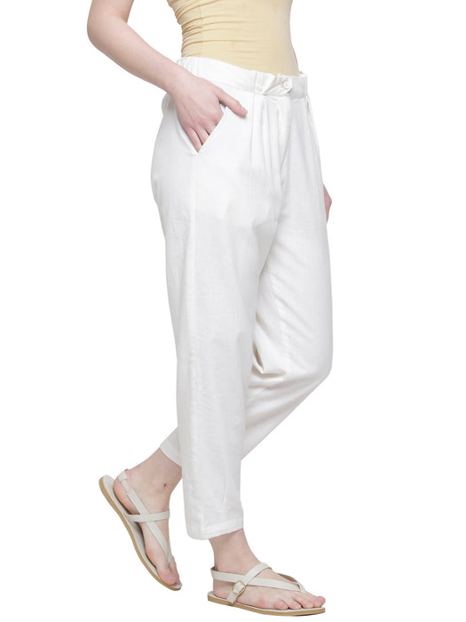 TAPERED HEM PLEATED PANTS- MOM