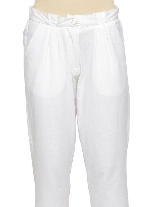 TAPERED HEM PLEATED PANTS- MOM