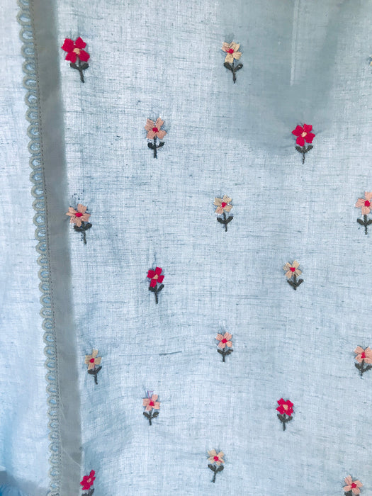 STOCK CLEARANCE SALE- ICE BLUE EMBROIDERED TOP